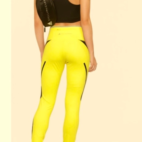 NWT adidas by Stella McCartney True Pace Neon Yellow Leggings S - Picture 3 of 9